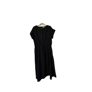 World Market BLACK Linen Dress Waist Tie Bohemian SIZE L/XL MIDI Lagenlook